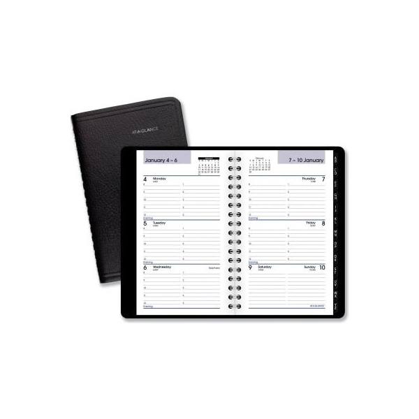 At-A-Glance AT-A-GLANCE Weekly Pocket Appt. Book, Telephone/Address Section, 6 x 3.5, Black, 2022 G25000 - main